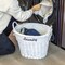Wickerwise Handwoven Laundry Basket with Liner & Handles - Boho Decorative Storage Hamper for Clothes Blankets Pillows and Towels - Ideal for Laundry Room Bathroom Bedroom and Living Room